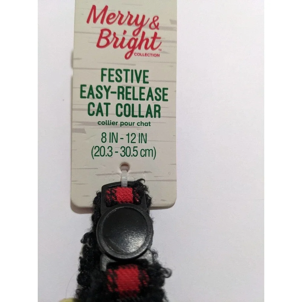 3/$20 PetSmart Easy Release Cat Collar Red Buffalo Check Pattern Faux Sherpa New